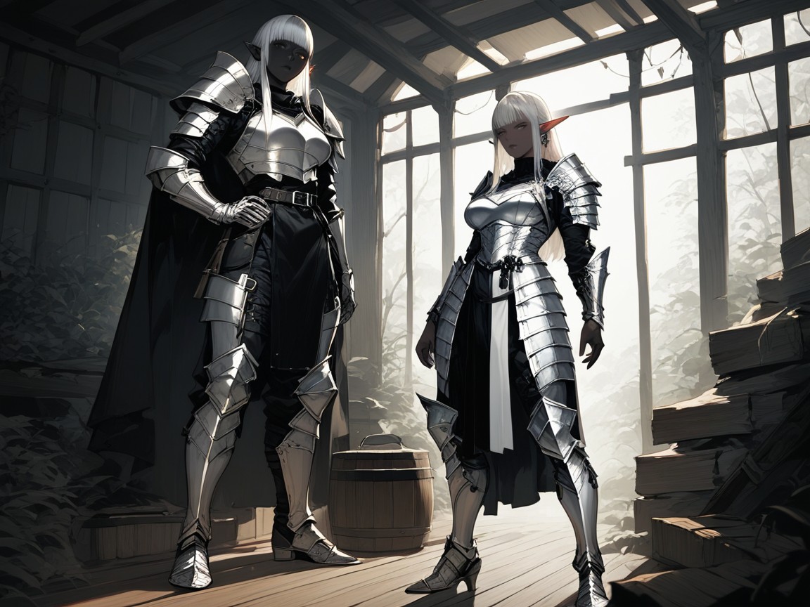 Ultra-detailed, Cinematic Lighting, Silver Armor Gauntlets With Black Decorations Hentai AI Porn