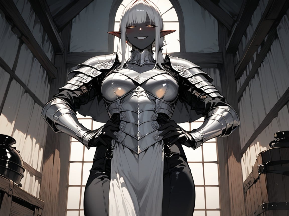 Hands On Hips, Muscular, Smug Expression Hentai AI Porn