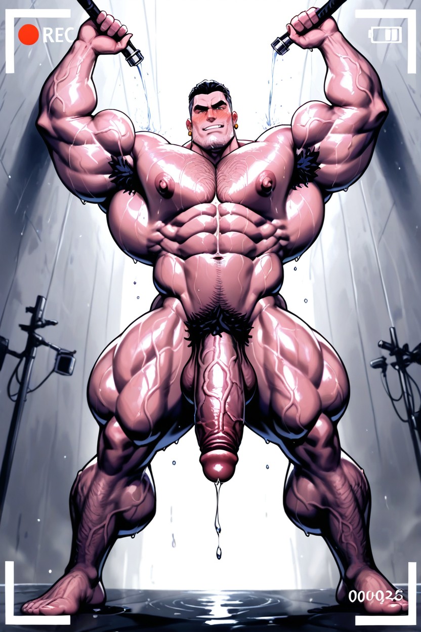 Very Pale Pink Skin, Tall Men, Legs Up AI Gay Porn