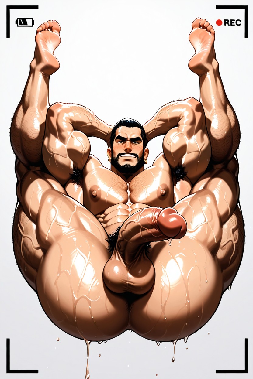 Front View, Legs Up, Huge Pecs AI Gay Porn