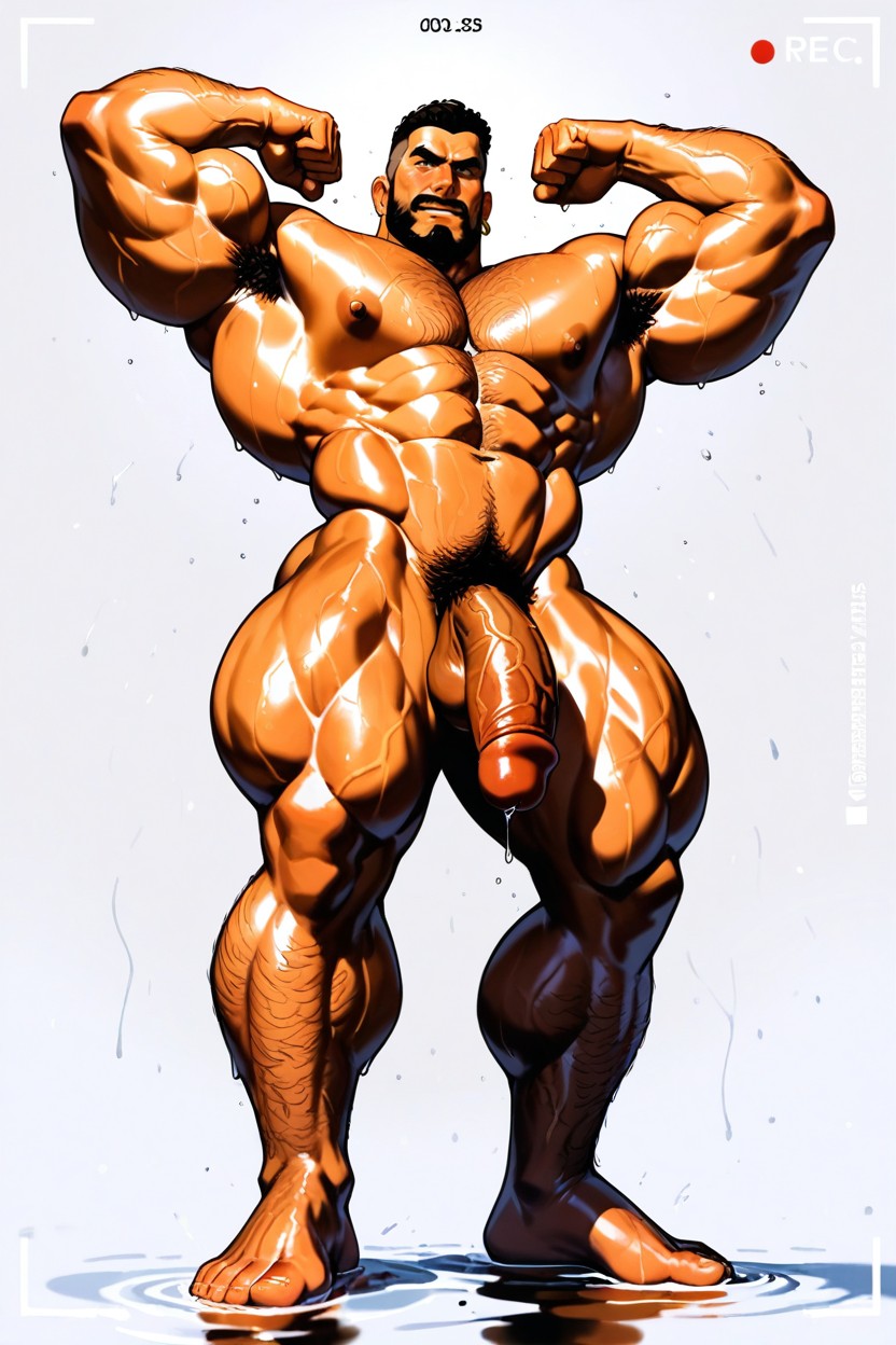 Broad Chin, Veiny Muscles, Dark Brown Skin AI Gay Porn