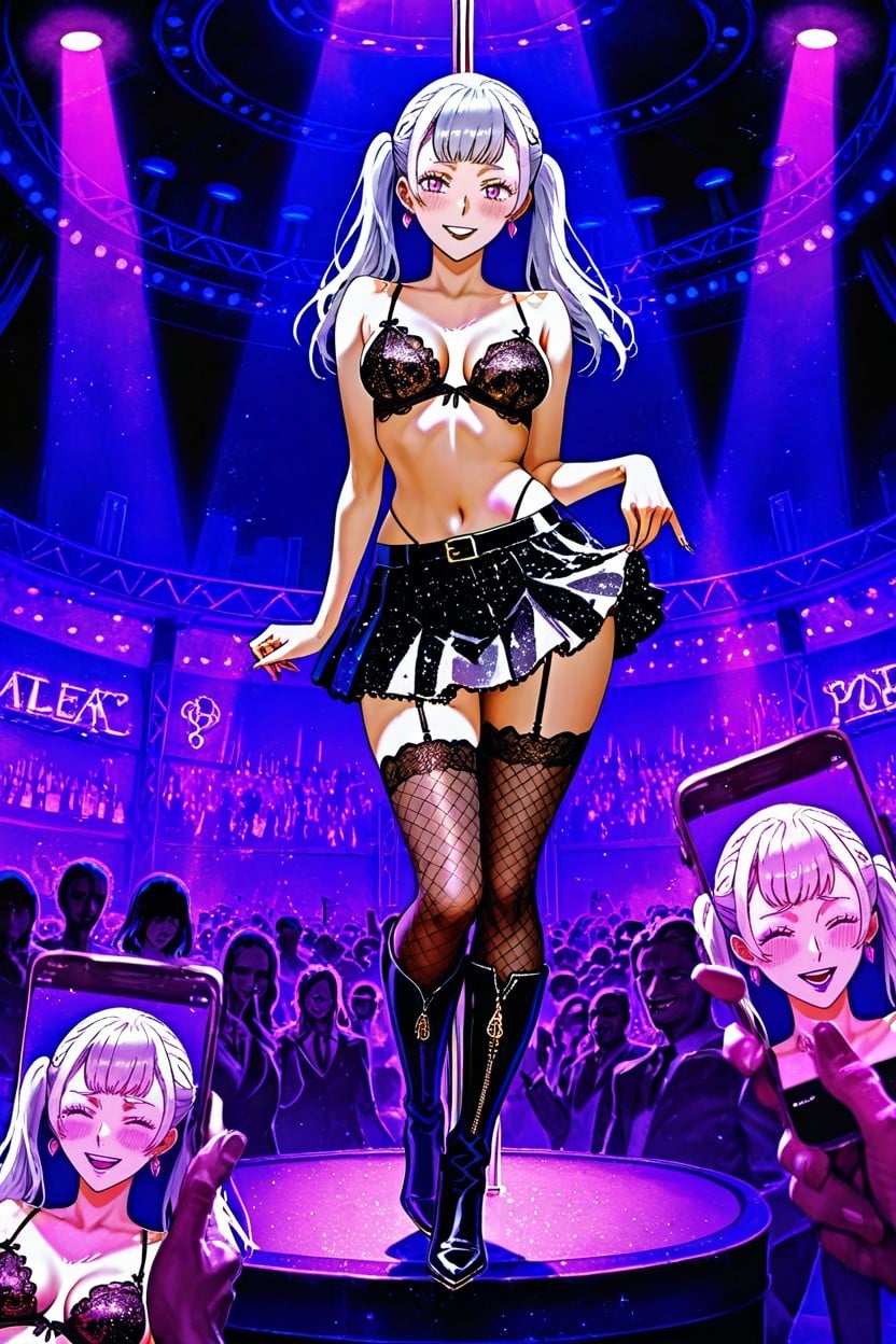Black Glossy Lip Stick, Blushing, Black Heel Boots Hentai AI Porn