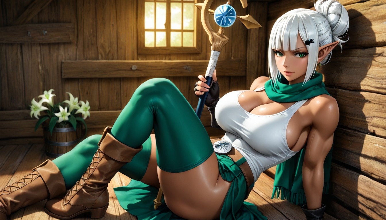 Boots From Mid-calf To The Foot Without Medieval Laces, Fit, Appearance Of A Magic User With Magical Ornaments Hentai AI Porn