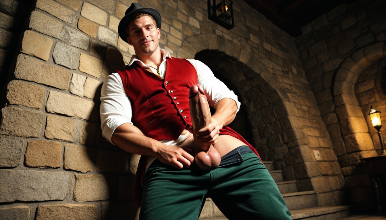 Tudor, Veiny Cock, Stone Wall Torch AI Gay Porn