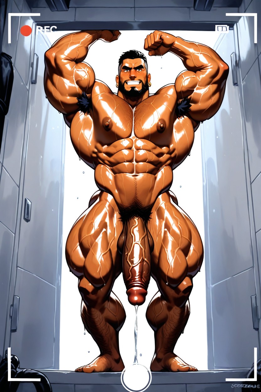 Legs Up, Jerking Cock With His Bicep, Bottom Up AI Gay Porn