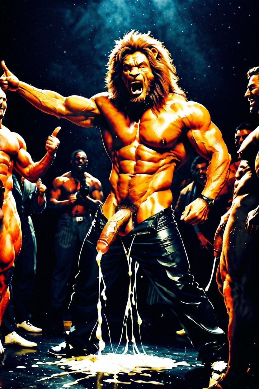 Veiny Muscles, Bulging Muscles, Extremely Large Erect Barbed Cock AI Gay Porn