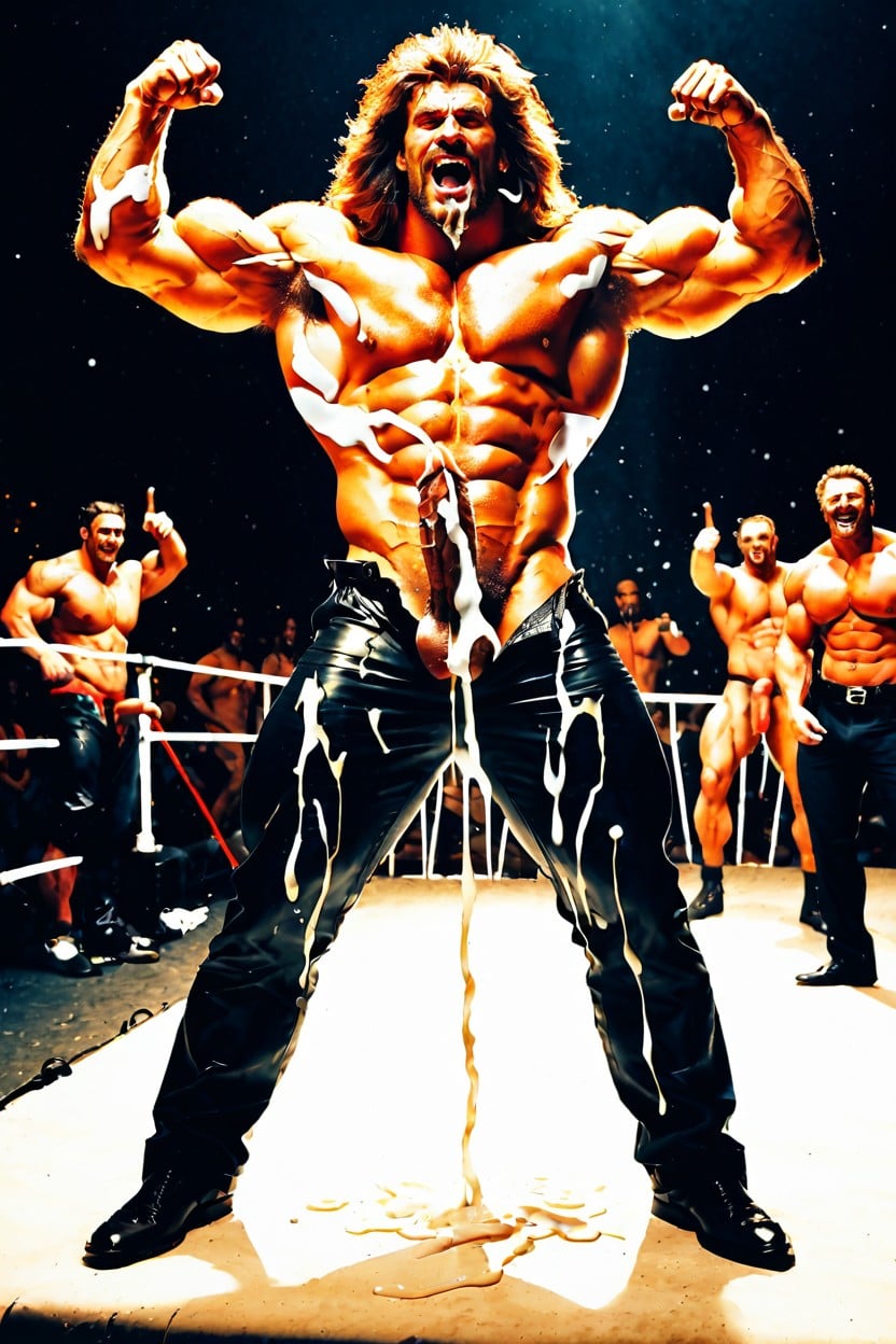 Very Hard Upward Pointing Barbed Cock, Front View, Hips Thrust Forward AI Gay Porn