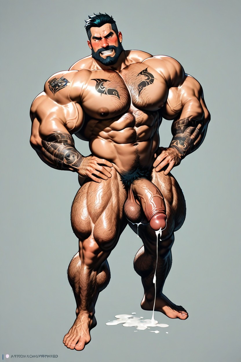 Hairy Arms, Big Body, Hyper Muscles AI Gay Porn
