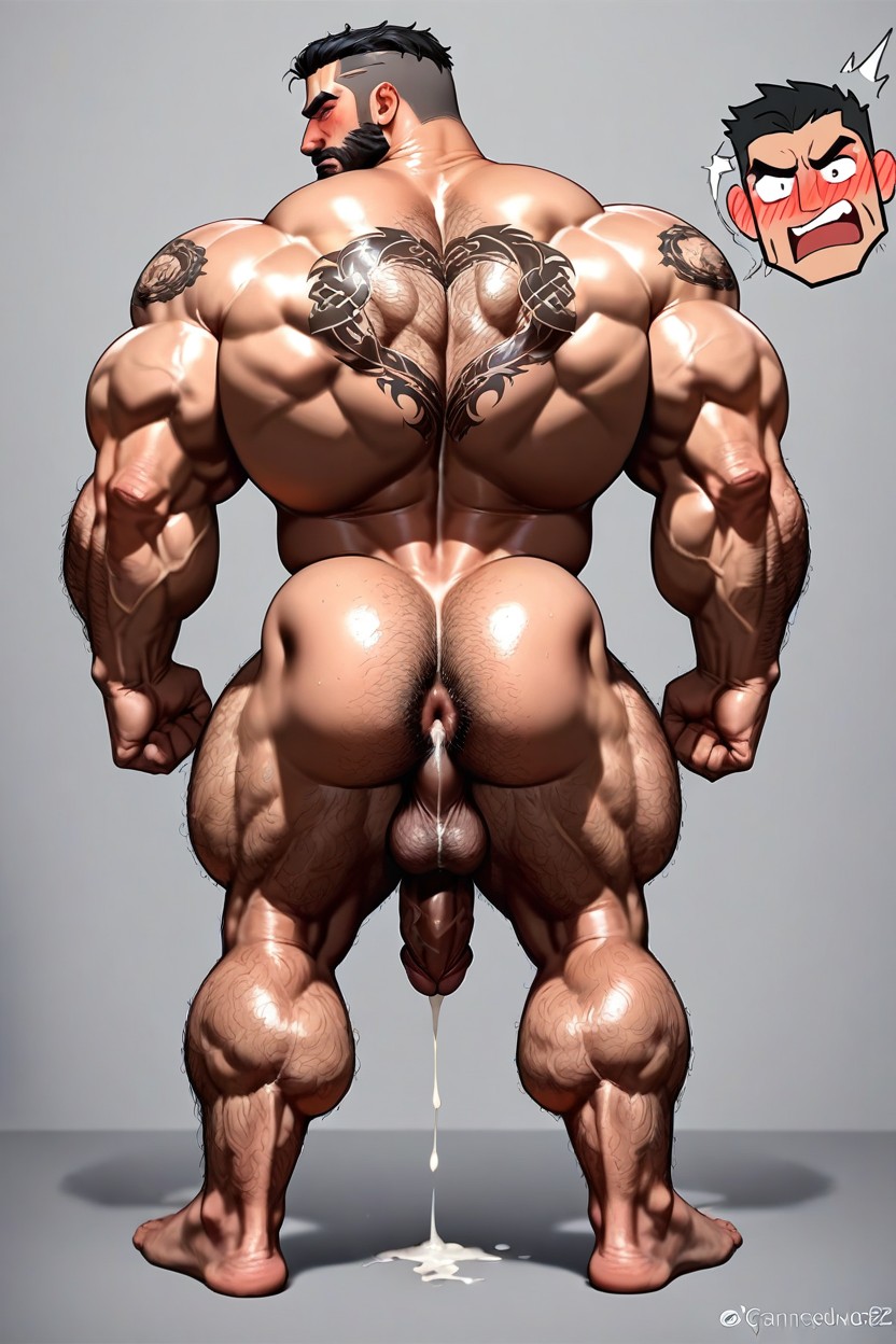 Masculine Bottom, Big Body, Thick Body AI Gay Porn