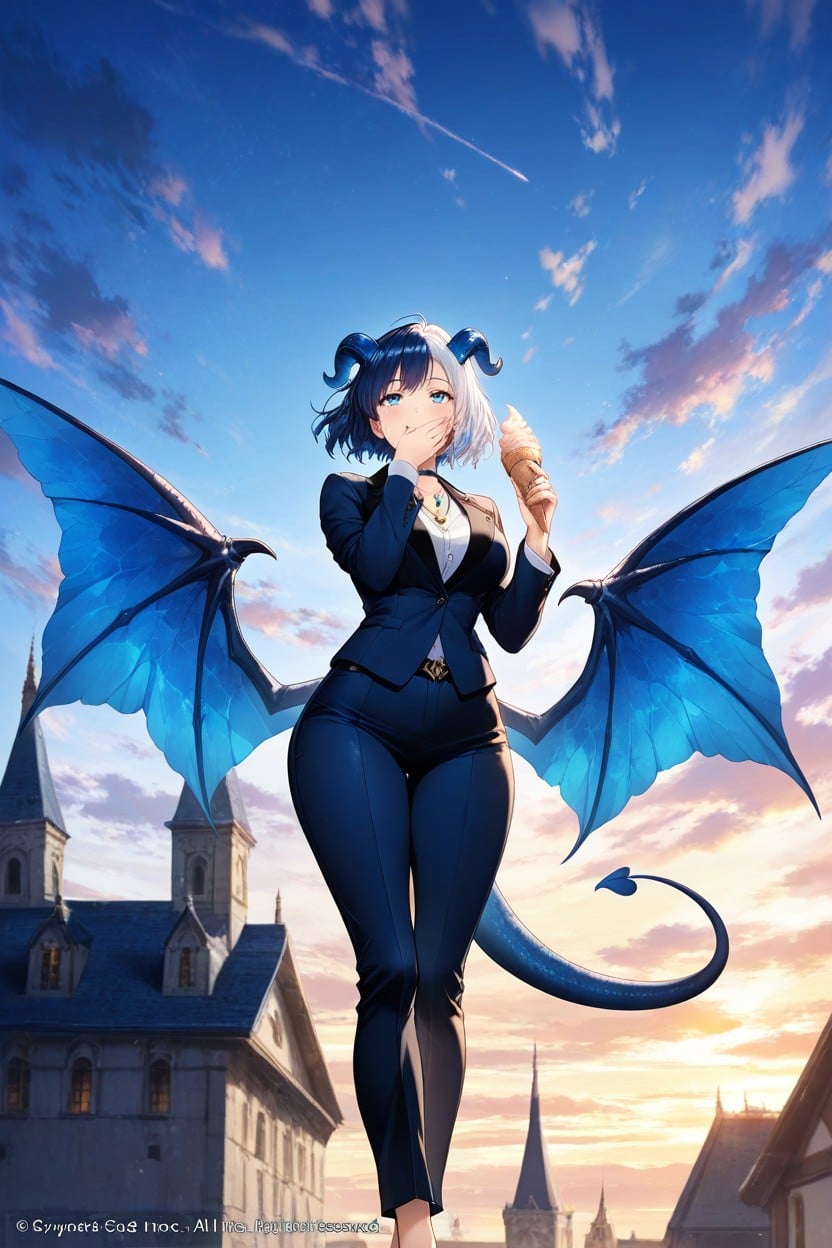 Blue Eyes, Large Ass, View From Below Hentai AI Porn