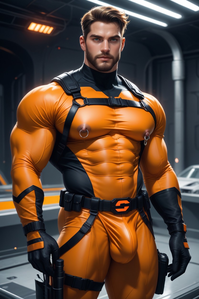 Muscle Daddy Physique, Ultra High Res, Photorealistic AI Gay Porn