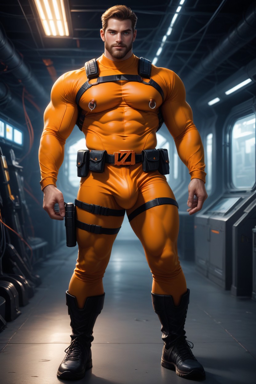 Gay, Model Pose, Muscle Daddy Physique AI Gay Porn