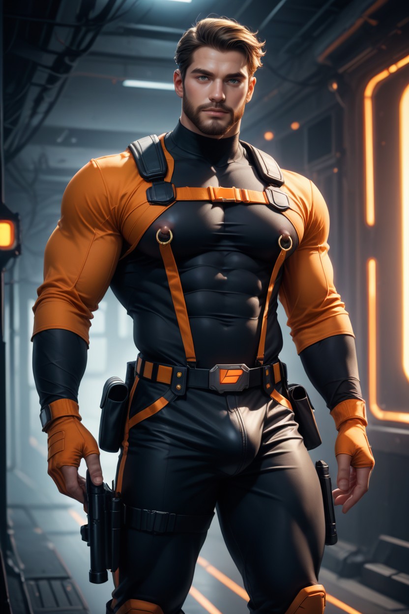 Model Pose, Octane Render, Photorealistic AI Gay Porn