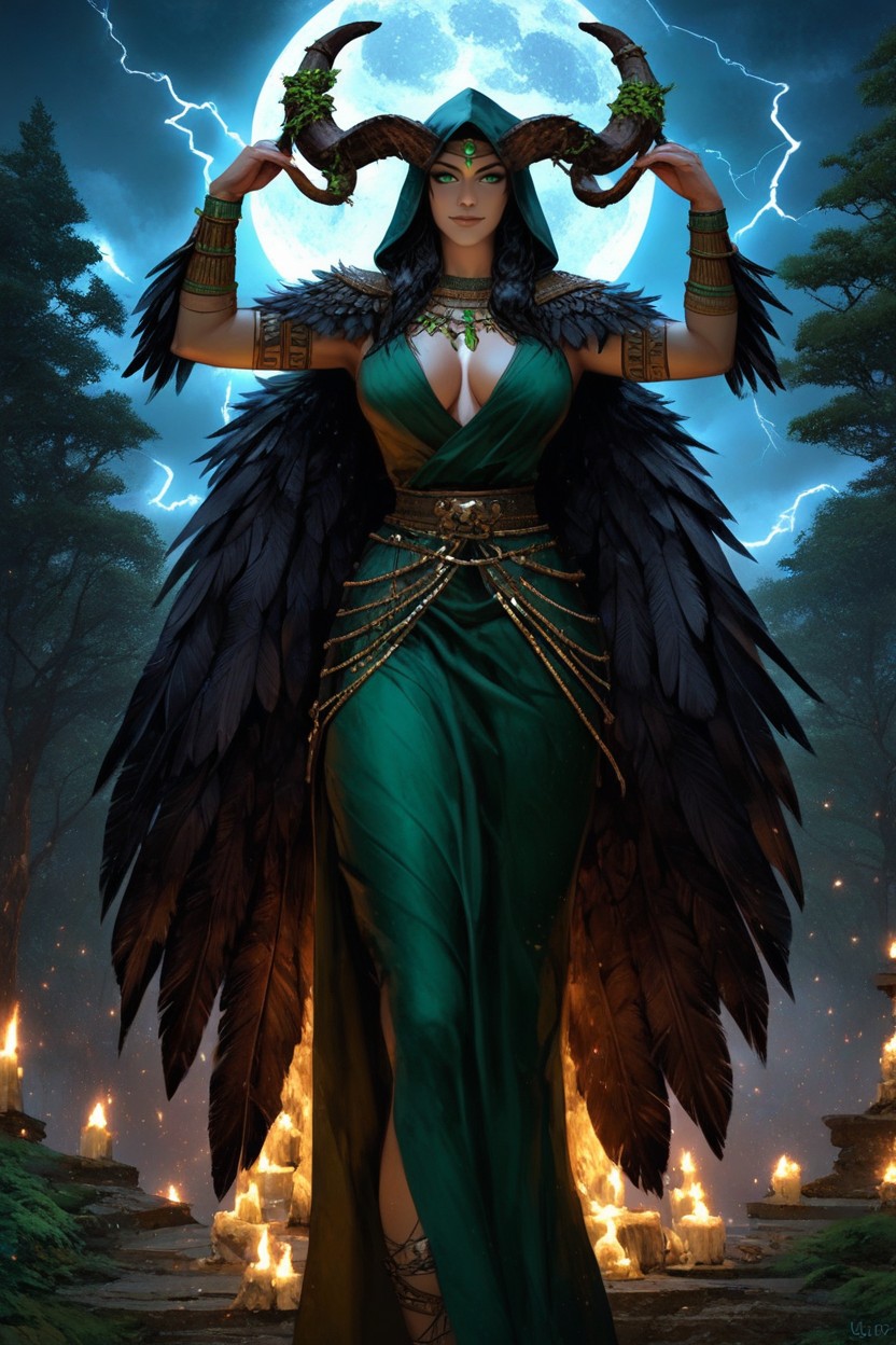 Narrowed Lustful Eyes, Medium Ass, Ancient Forest Clearing Hentai AI Porn