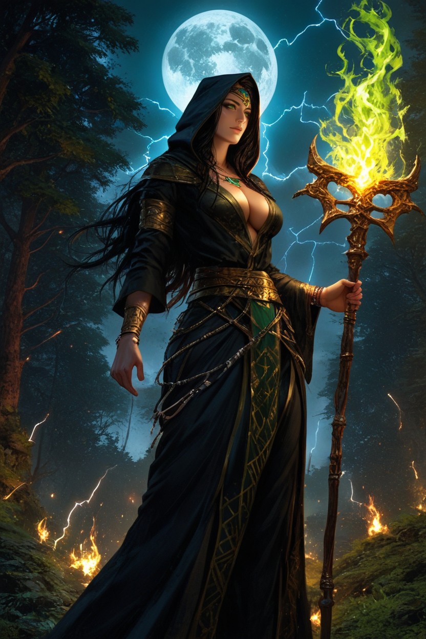 Heavy Rain, Cleavage, Green Fire Braziers Hentai AI Porn