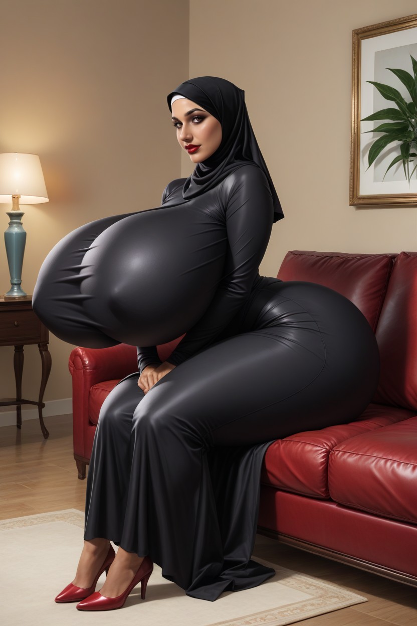 Bodysuit, Hijab, Black Colour Bodysuit Hentai AI Porn