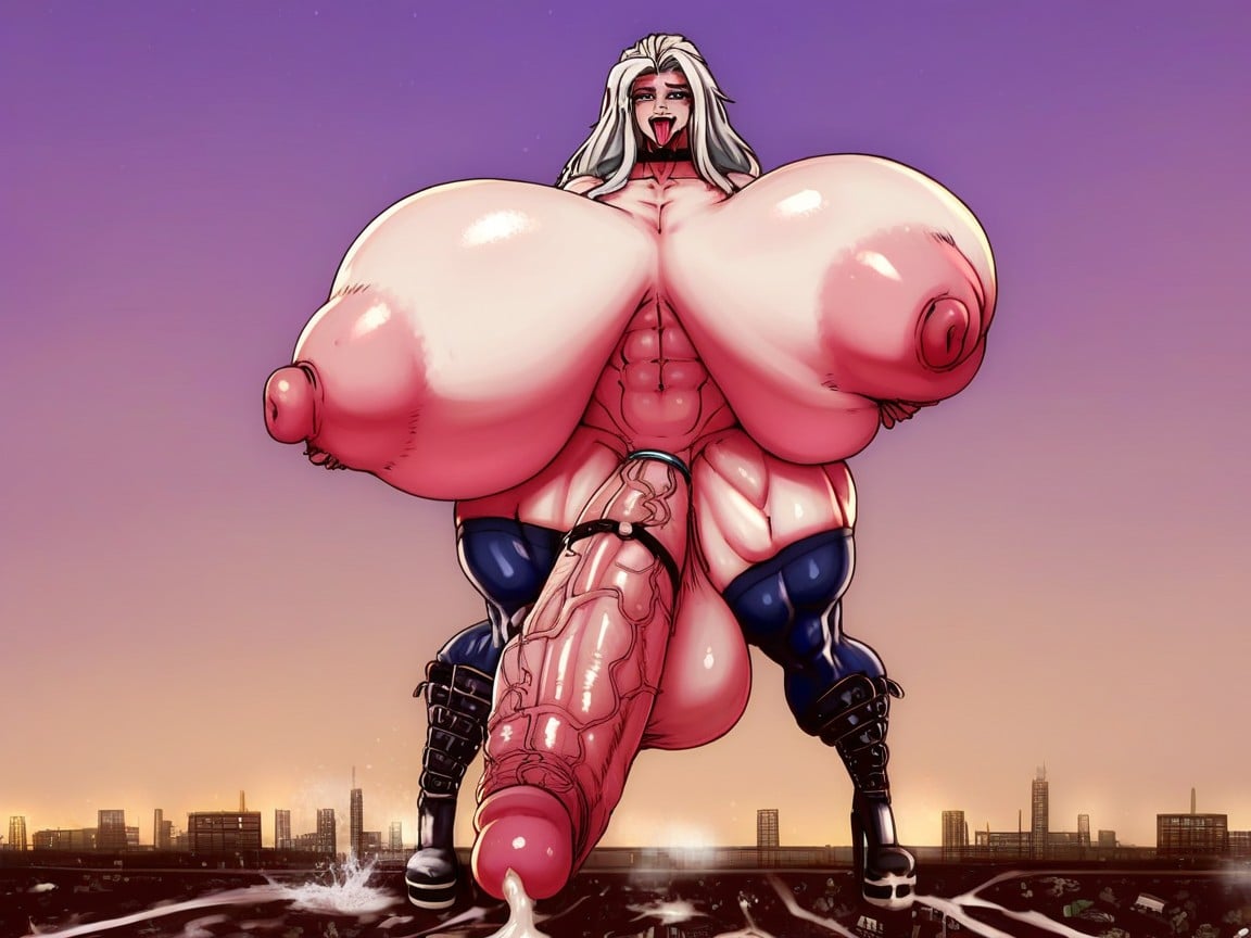 Extremely Long Cockcumming, Massive Huge, Holding Cock Shemale AI Porn