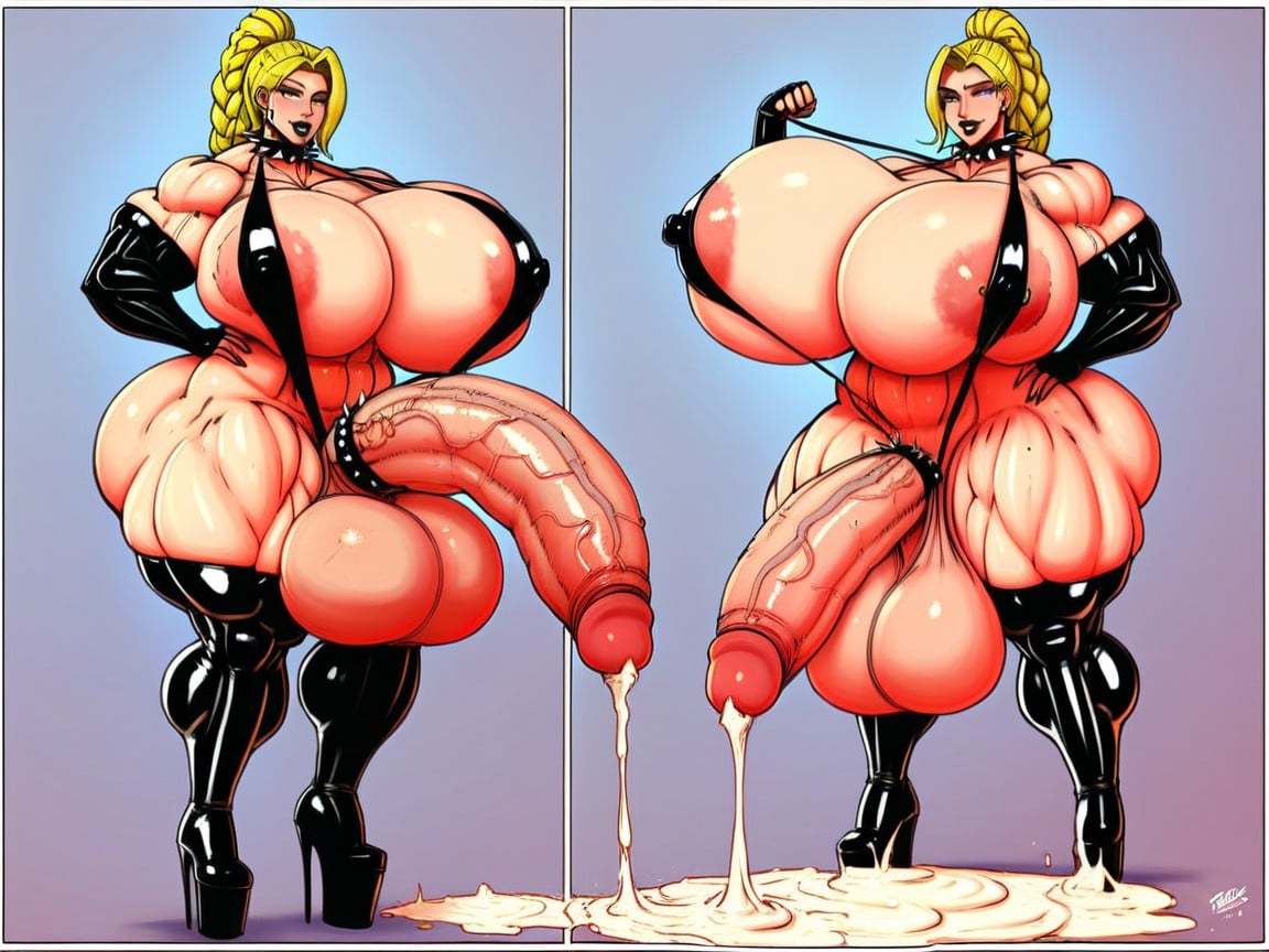 Massive Testicles, Platform High Heel Boots, Thick Thighs 쉬메일 AI 포르노