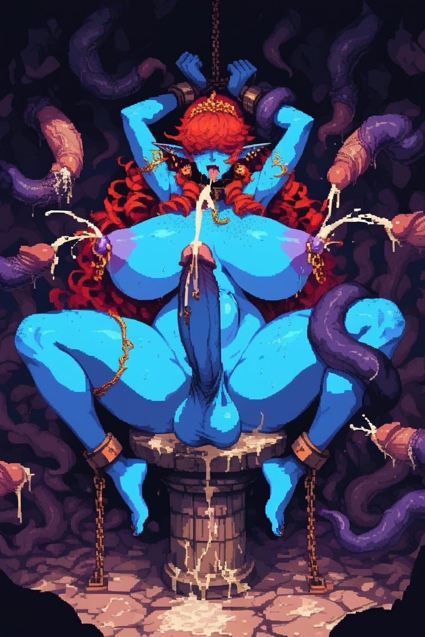 Diadem, Red Curly Hair, Visible Insertion Into Penis Shemale AI Porn