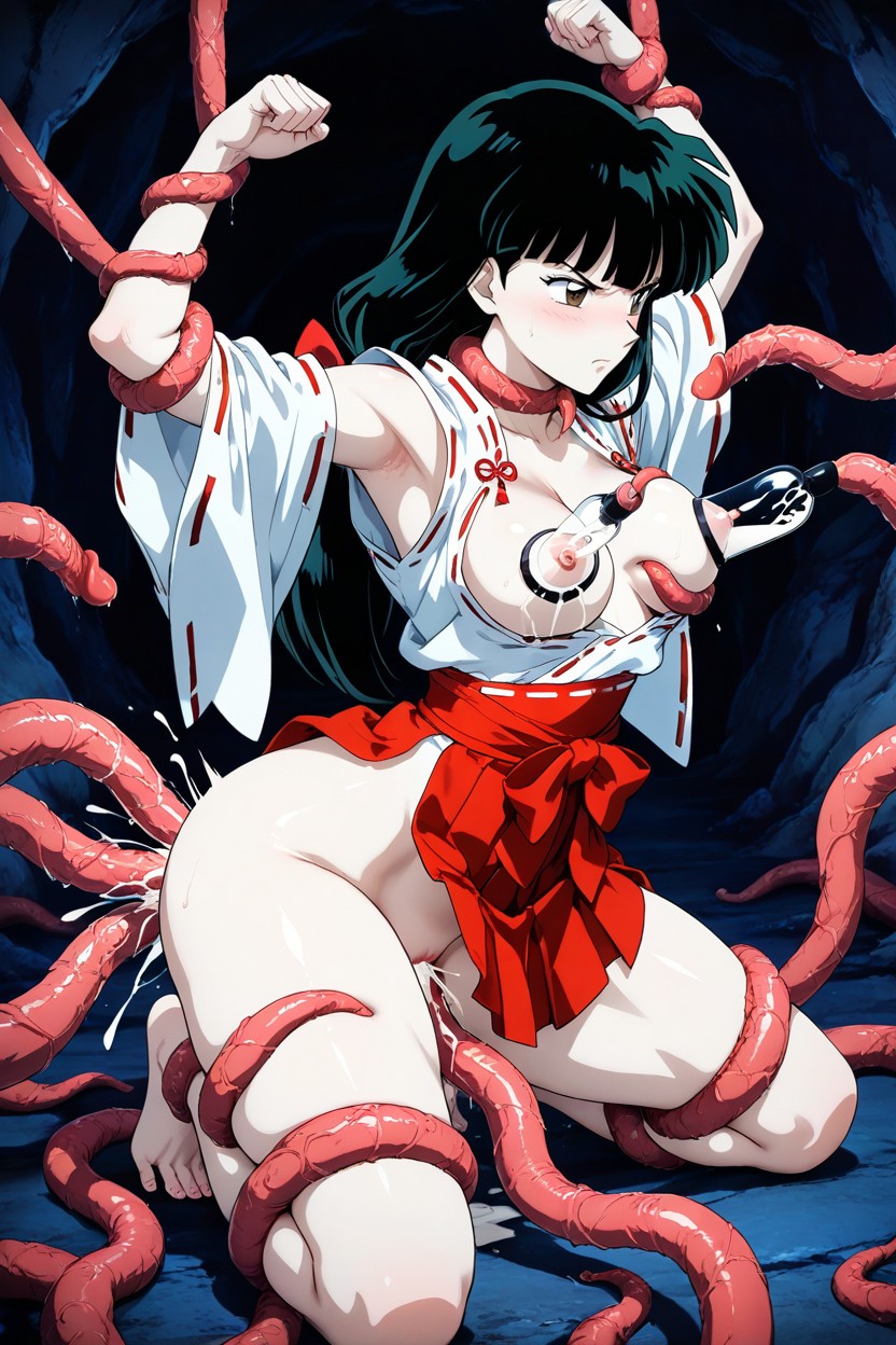 Black Hair, Very Pale Skin, Traditional Miko Outfit Hentai AI Porn