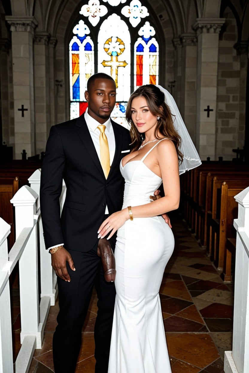 Cleavage, Indoor Wedding Venue, Visible Juicy Thighs AI Porn