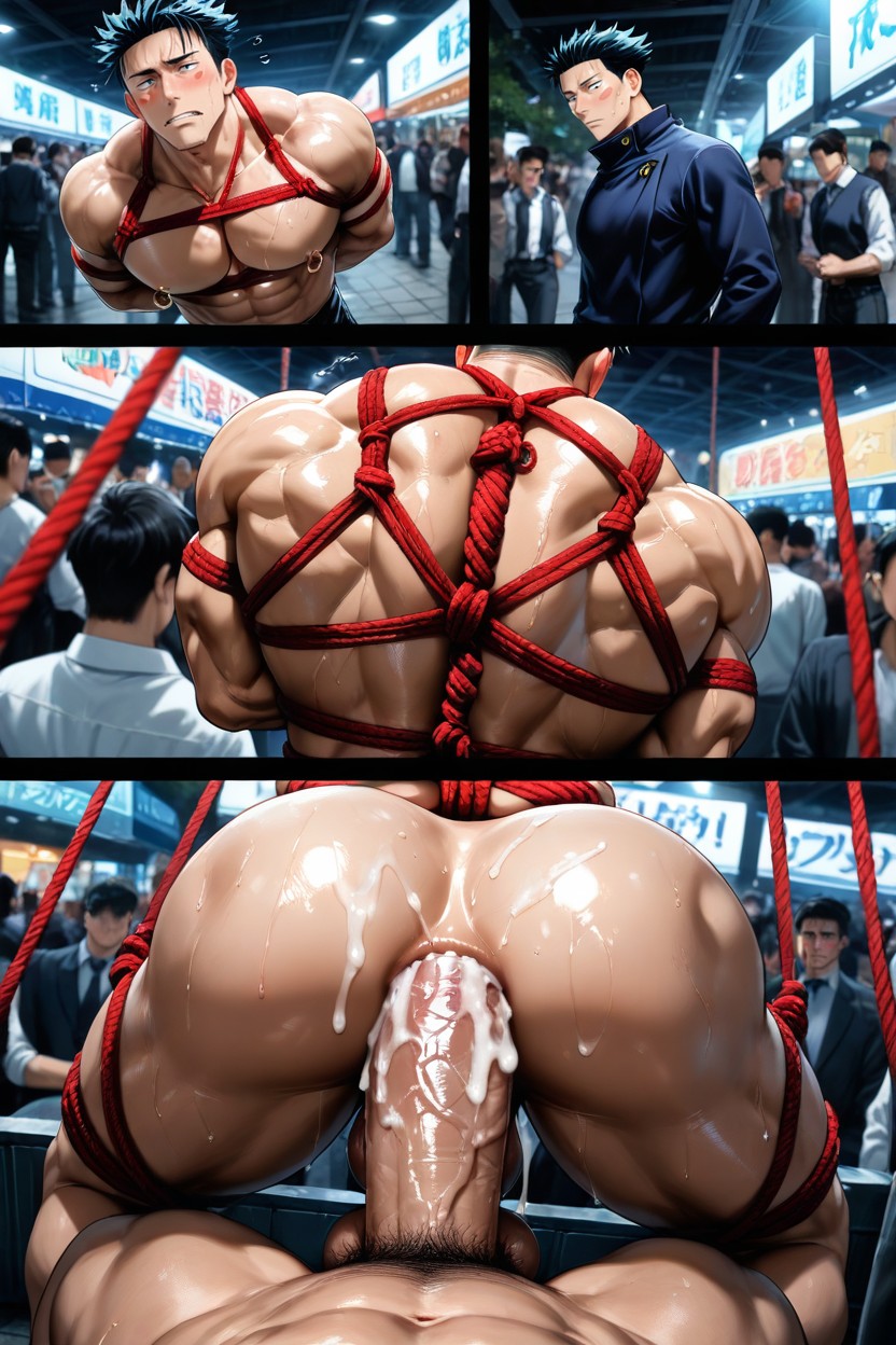 Rope, Red Shibari, Bound AI Gay Porn