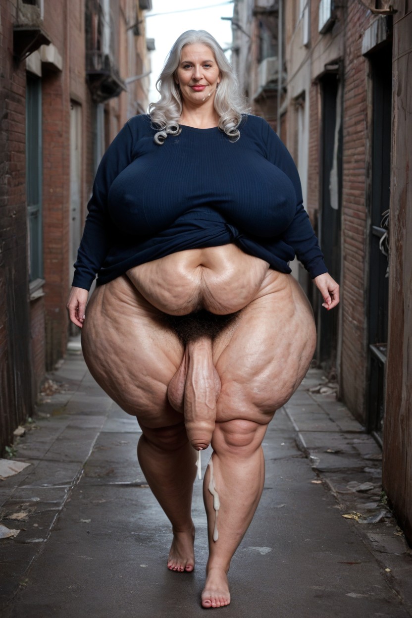 Fully Clothed, Extremely Wide Hips, Hyper Hairy Arms Massive Ass AI Porn