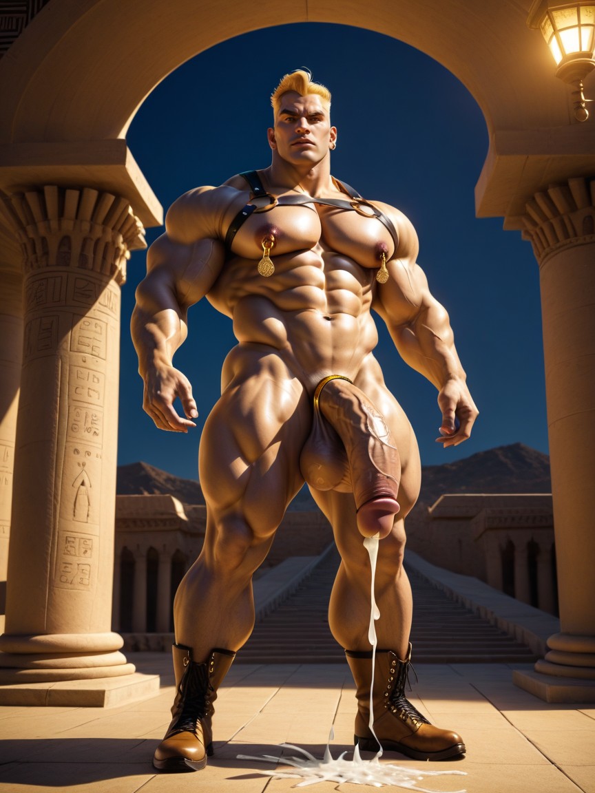 Ancient Egyptian Palace With Antic Decor, Full Body, Detailed Bulging Veiny Deep Abs AI Gay Porn