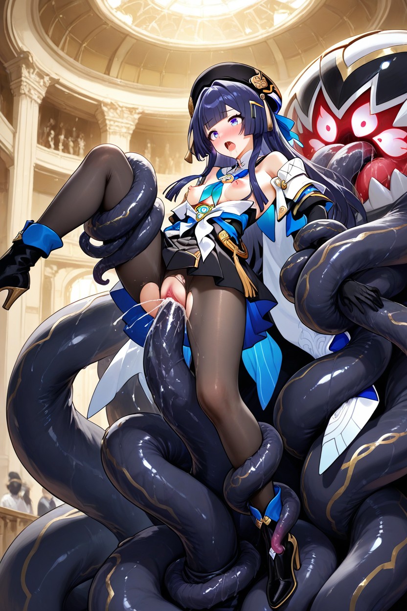Black Beret With Gold Accessories, Heels, 25+ Hentai AI Porn