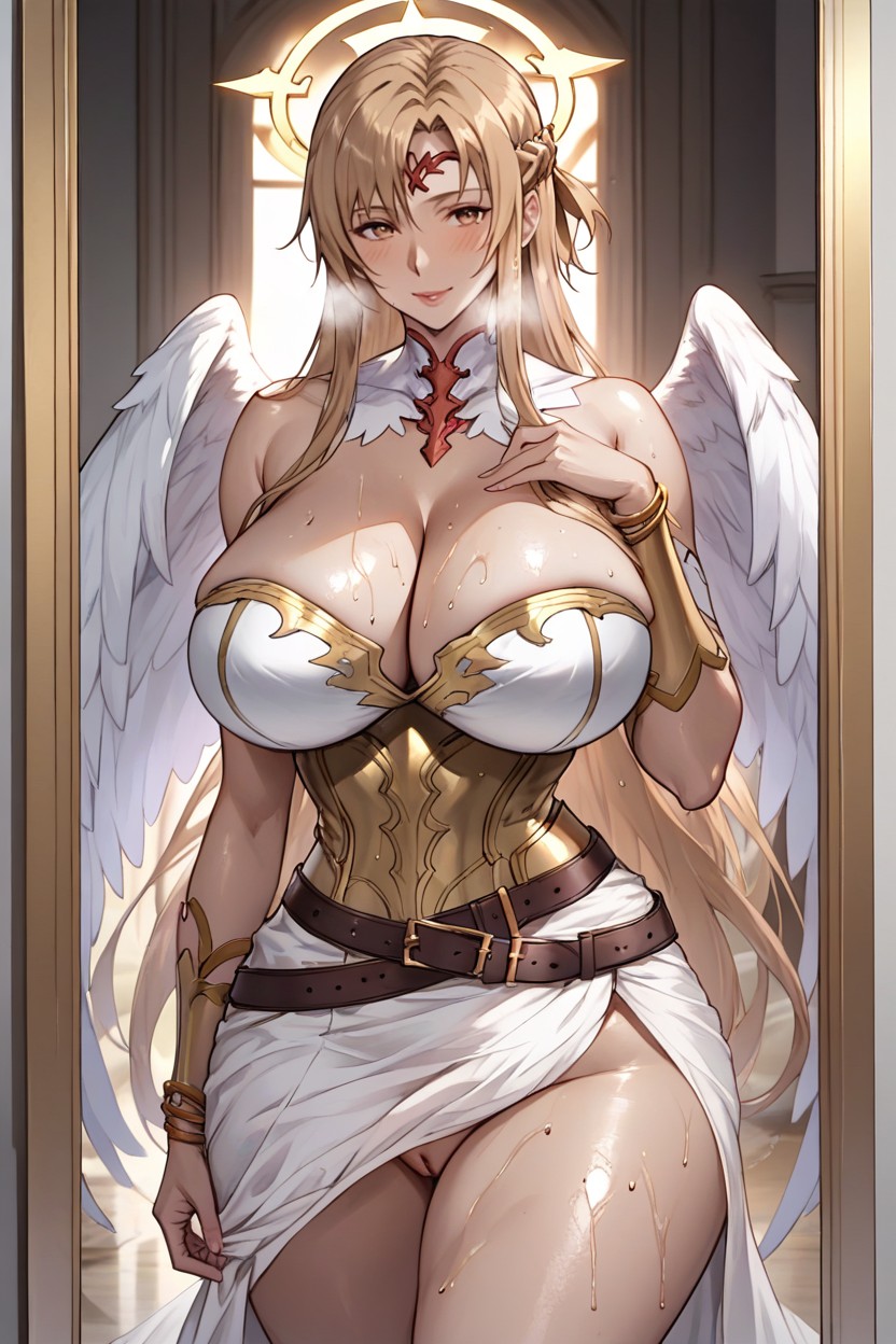 Voluptuous, Selfie, Blonde Hair Hentai AI Porn
