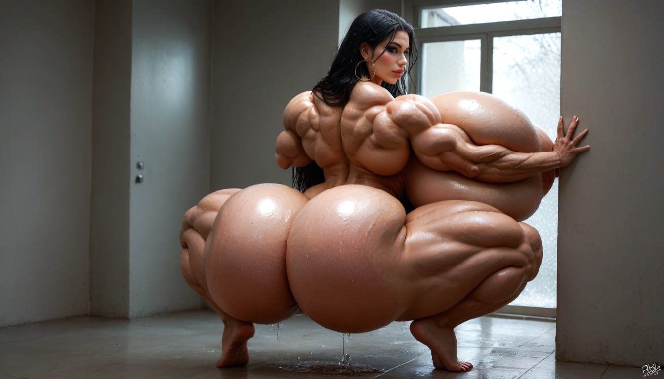 Hyper Gigantic Round Fake Breast, Black Eyeliner, Sexy Lips AI Porn