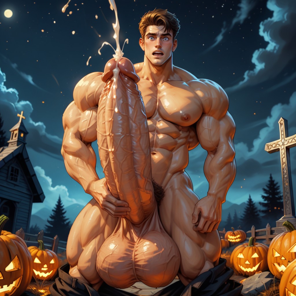 Tombstones, Hyper Cock, Desaturated Colors AI Gay Porn