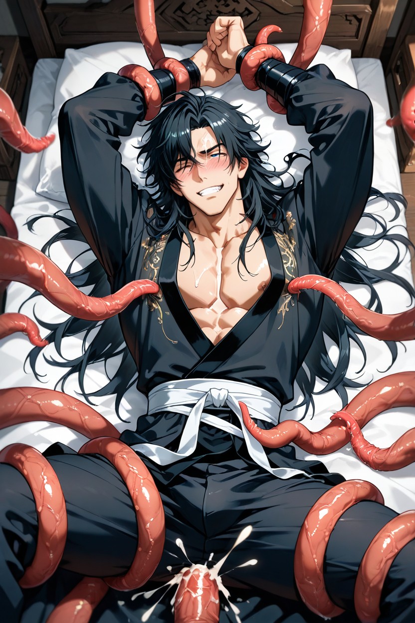 Cumshot, In Chinese Costume, Anime Like Hair Style AI Gay Porn