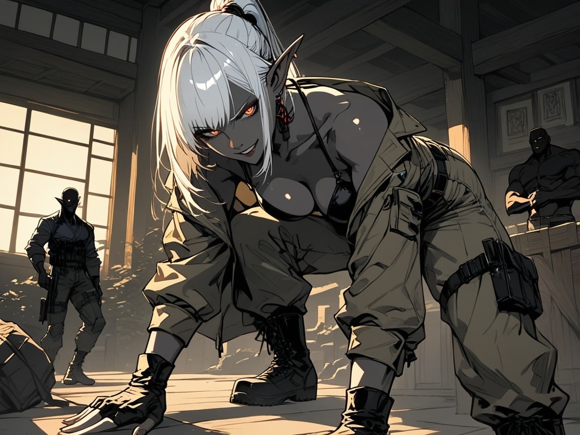 +, Black Gloves, Ashen Skin Hentai AI Porn