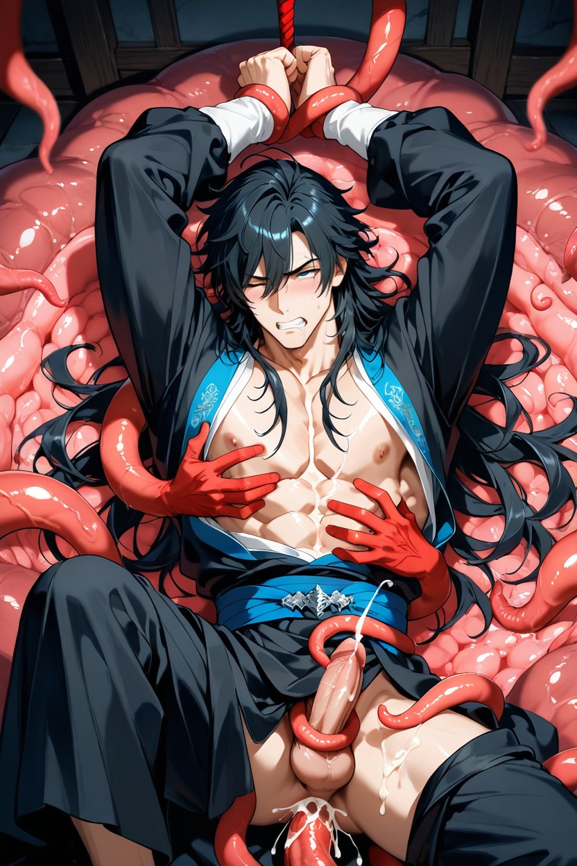 Hair Ends Slightly Curled Up At The Ends, Groping, Open Shirt AI Gay Porn