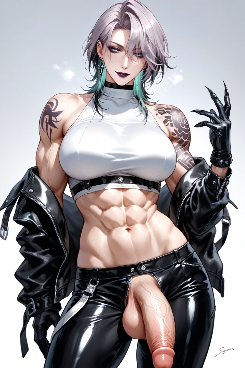 Standing, Futadom, Black Mid-calf Martens Boots Hentai AI Porn