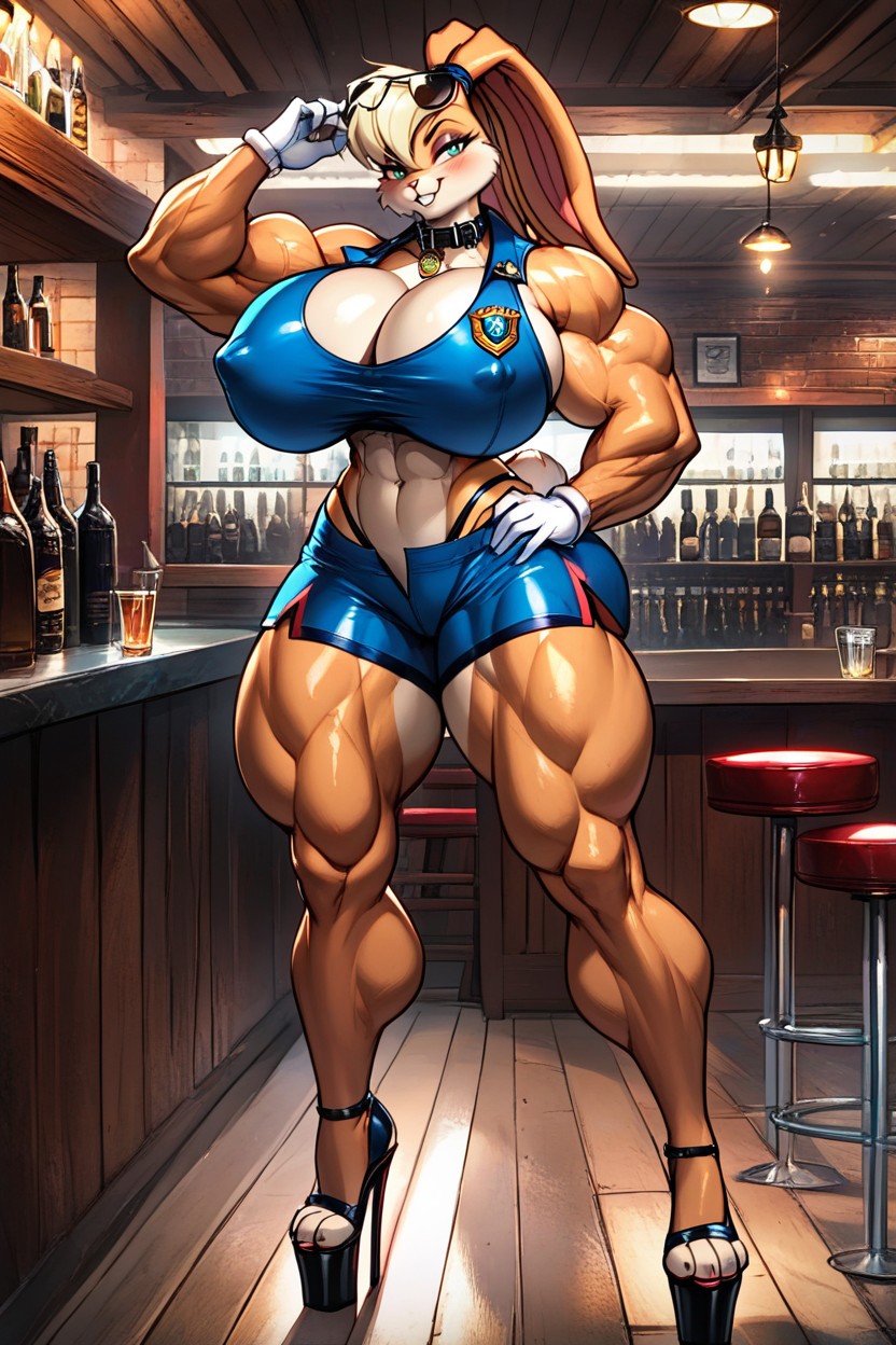 Erect Nipples, Facing Forward, Bar Furry AI Porn