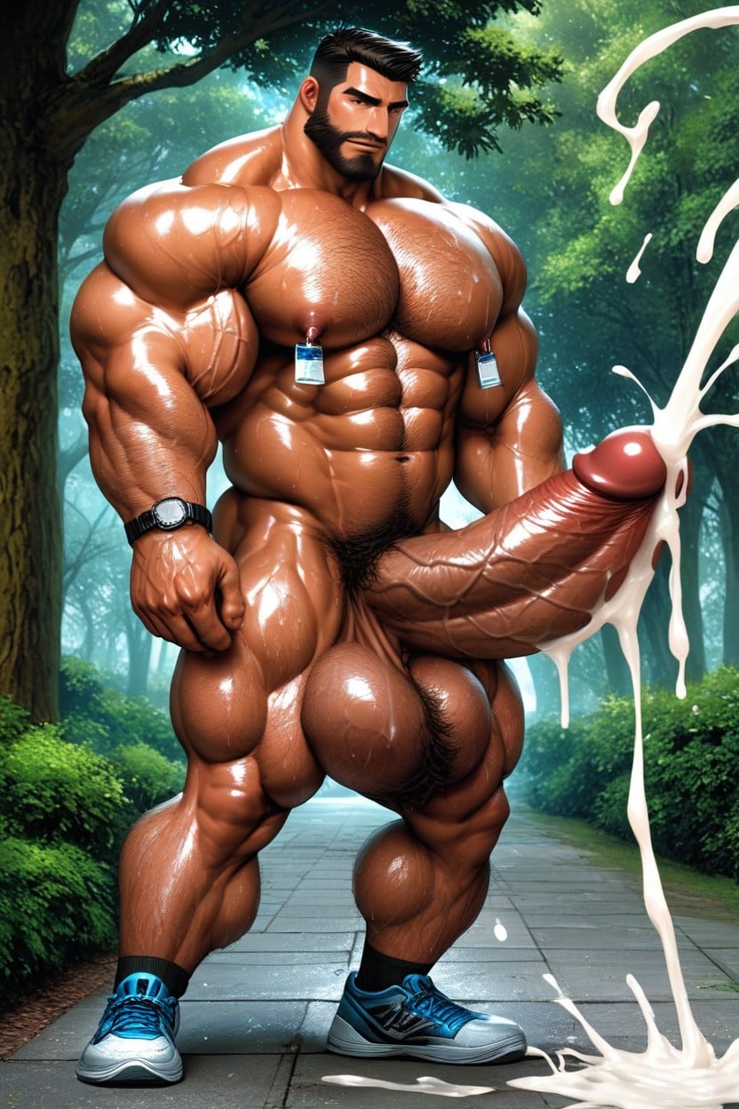 Hairy Arms, Cock Bigger Than Leg, Oversized Hyper Gigantic Penis AI Gay Porn