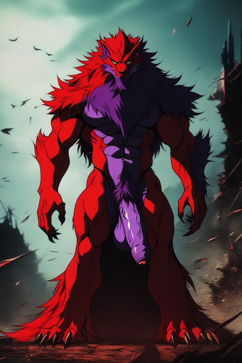 Anime Illustration, Extremely Sexy As Fuck, Red Fur Furry AI Porn