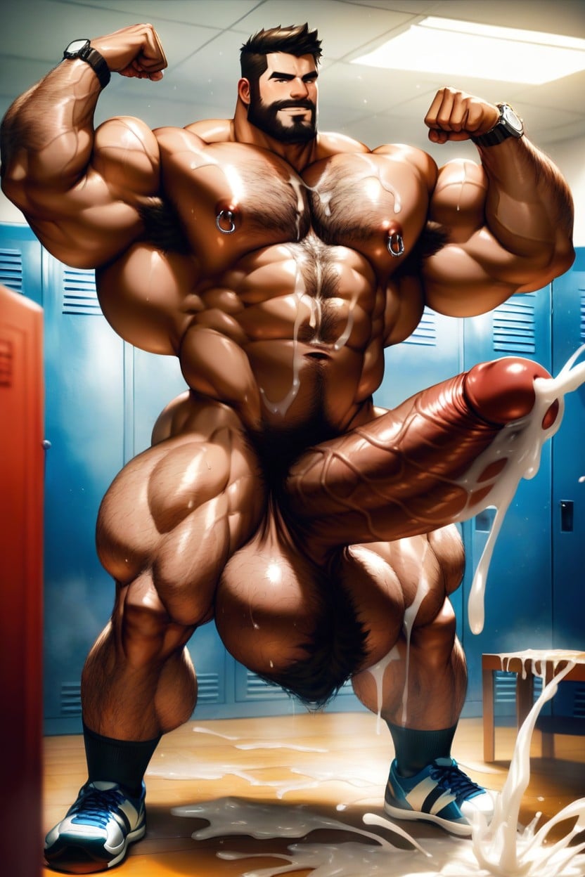Cock Bigger Than Leg, Gigantic Cock, Pubic Hair AI Gay Porn