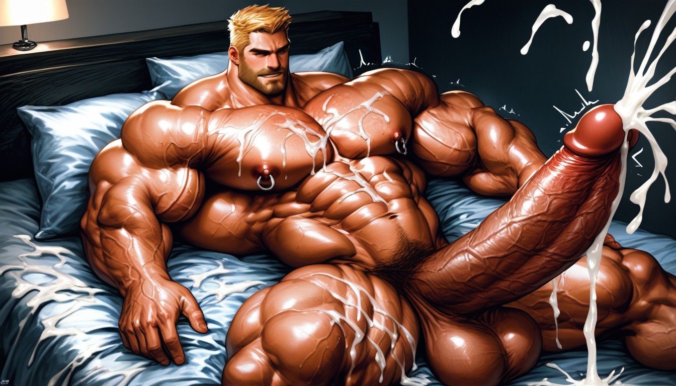 Gigantic Cock, Cock Coated With Cum, Cum Spraying Everywhere AI Gay Porn
