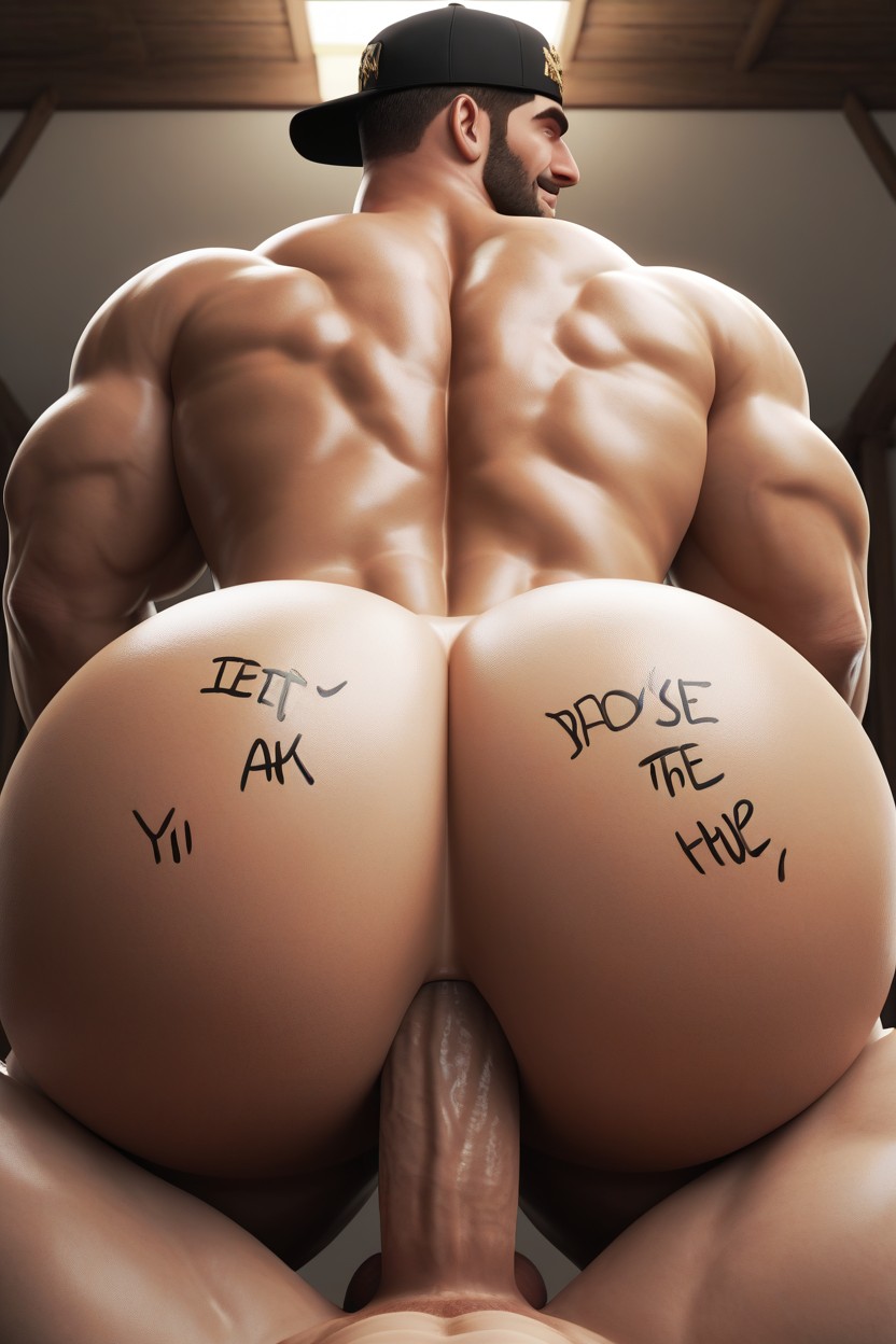 Bottom Is Demonstrating How He Kills Gay Guys With His Hole, Body Writing On Ass, Sub Top AI Gay Porn