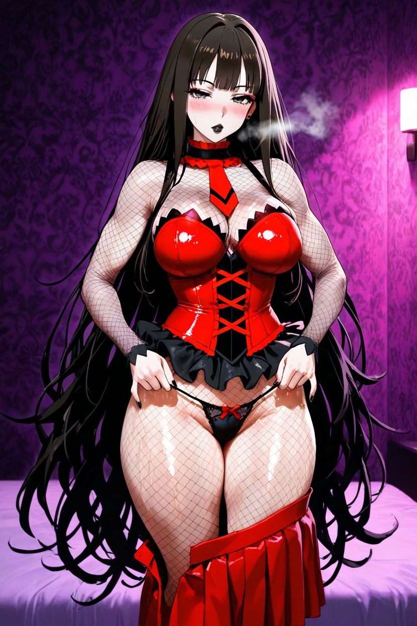 Red Skirt, Oiled Skin, Pale Skin Hentai AI Porn