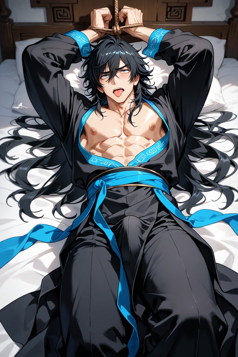 Tied Up, Handsome, Slightly Messy Hair AI Gay Porn