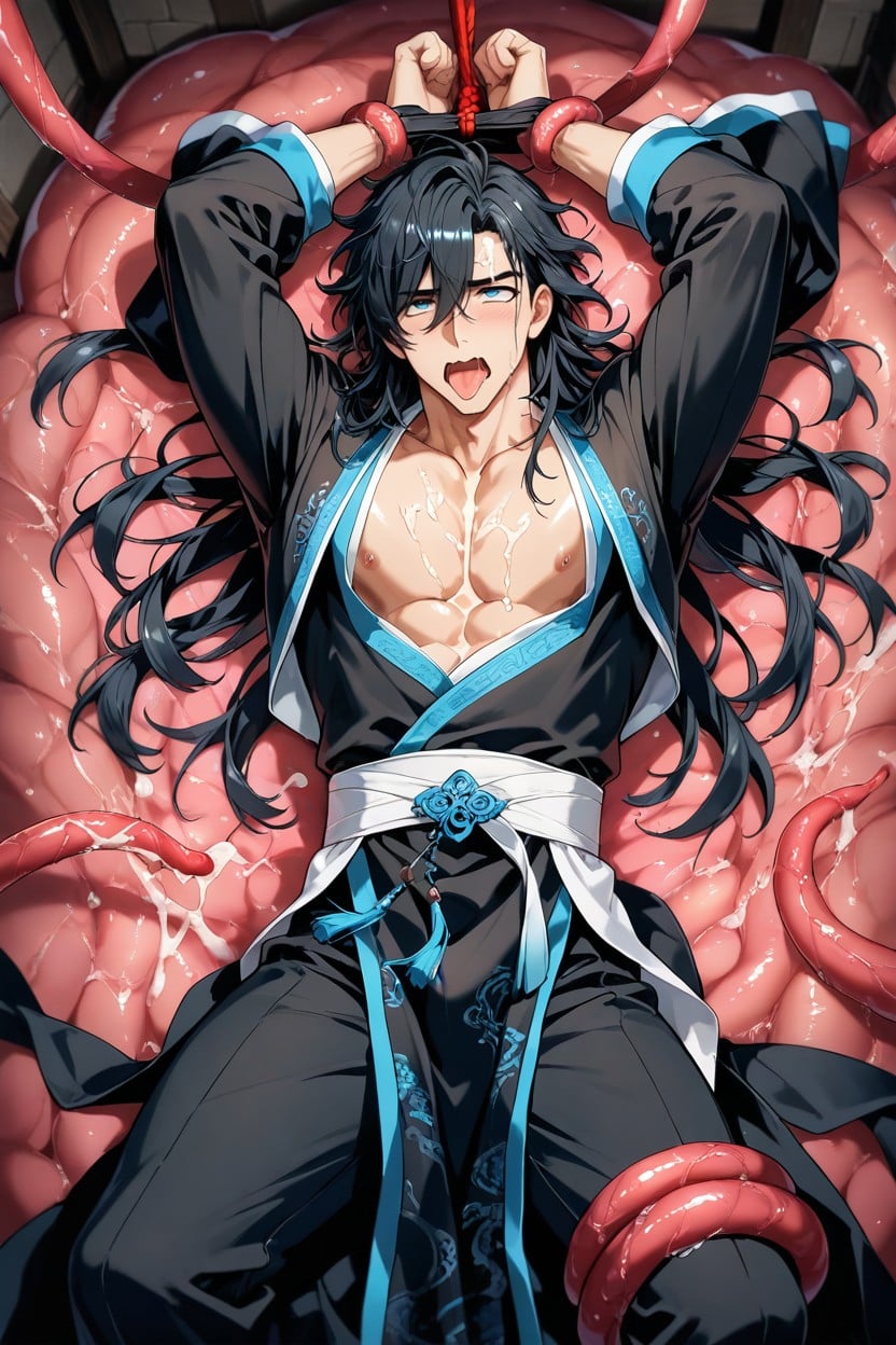 Lying On The Bed, In The Bed, Handsome AI Gay Porn