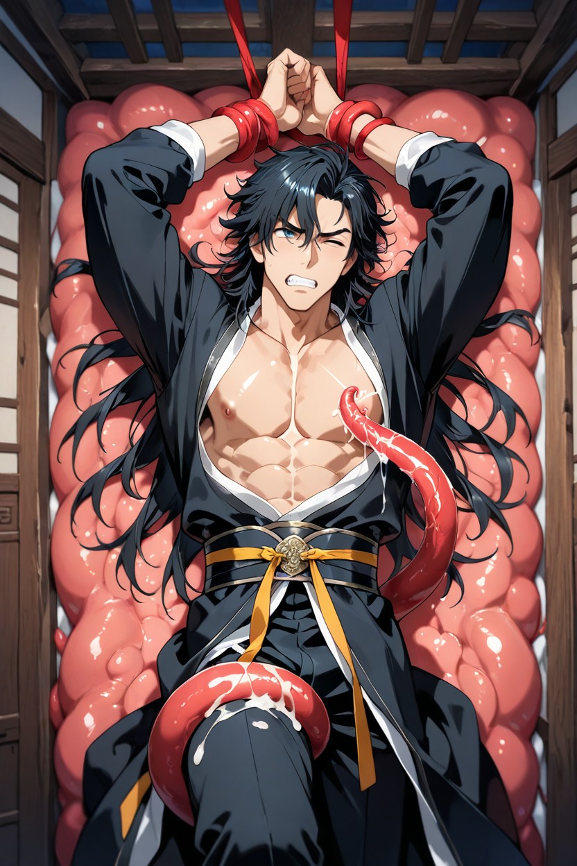 With Wide And Long Sleeves, Clenched Teeth, Slightly Messy Hair AI Gay Porn
