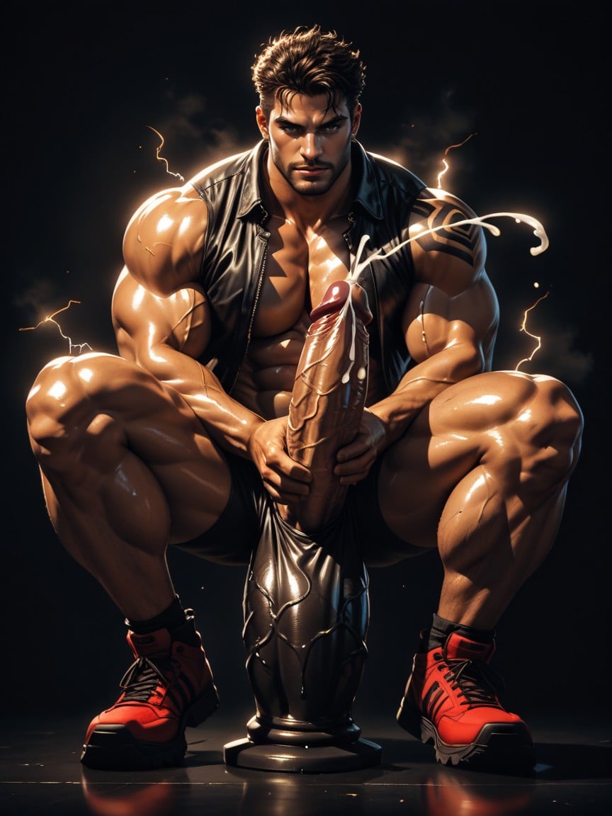 Black Background, Darkly Tanned Latino, Multiple Views AI Gay Porn