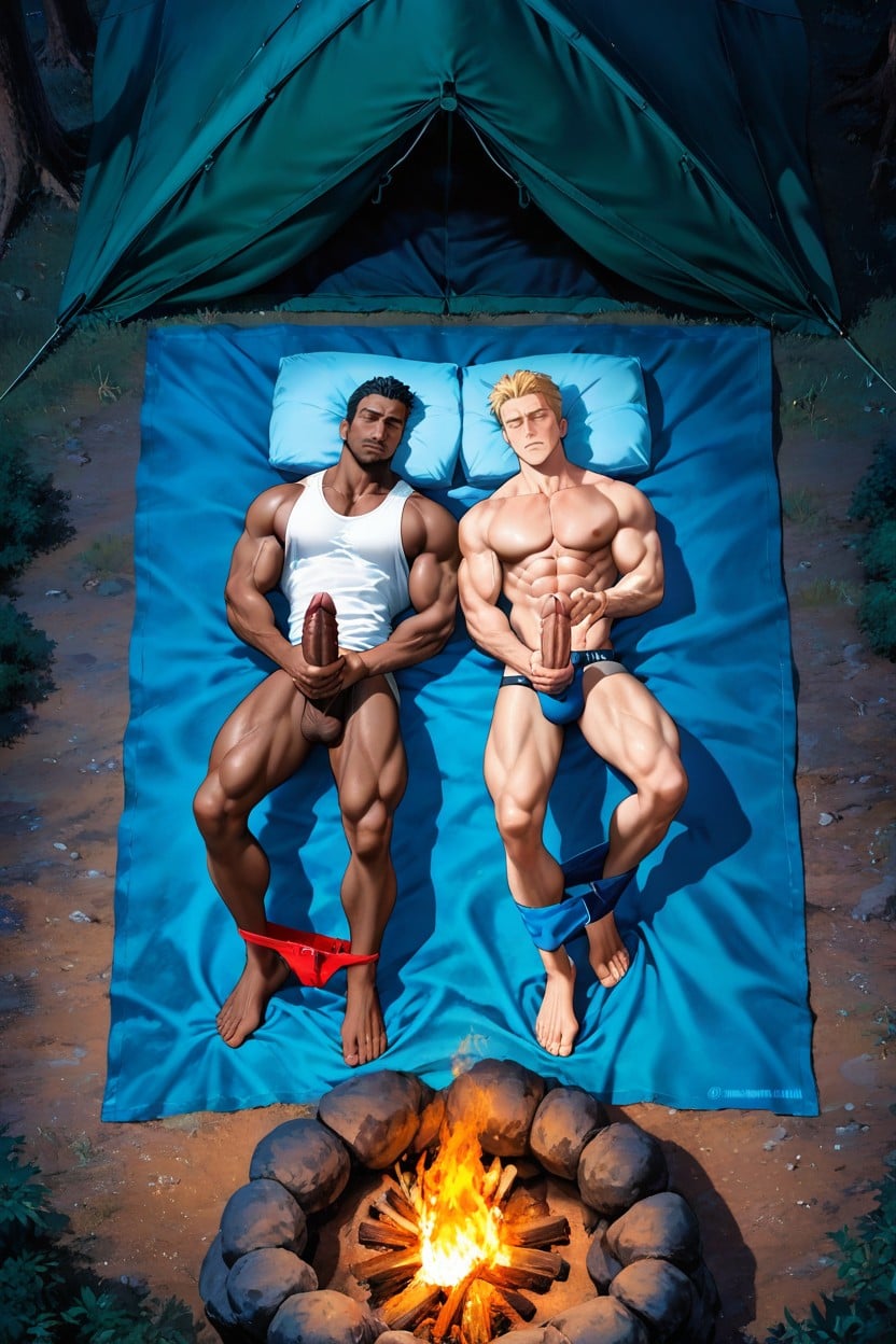 Outdoors, Pulled Down Red Underwear, Blue Undewear Around Ankle AI Gay Porn