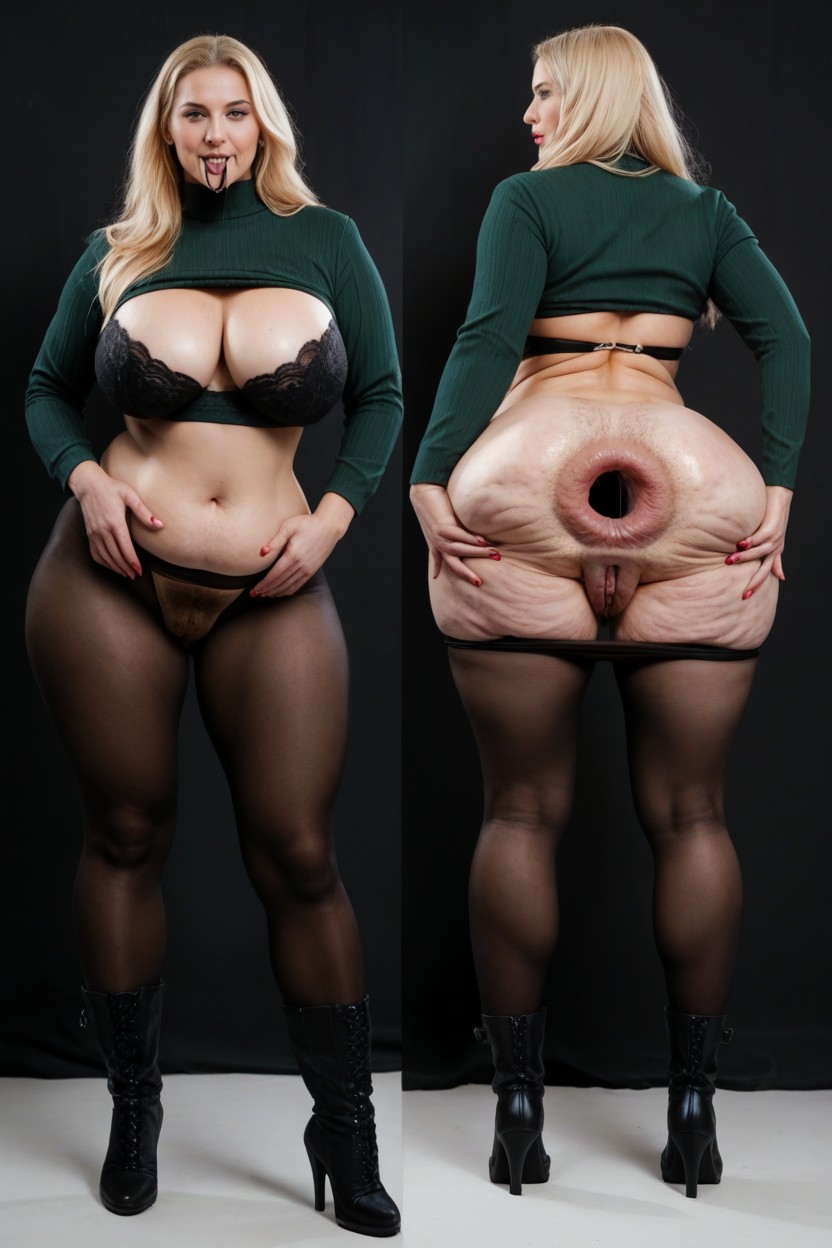 Massive Gaping Asshole, In Mouth, Blonde Hair AI Porn