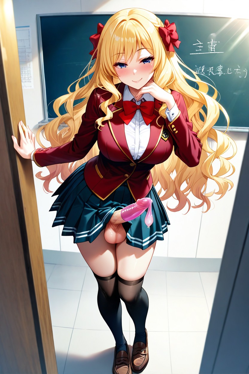 High Resolution, Blue Moist Eyes, White Line Edge On Skirt Hentai AI Porn